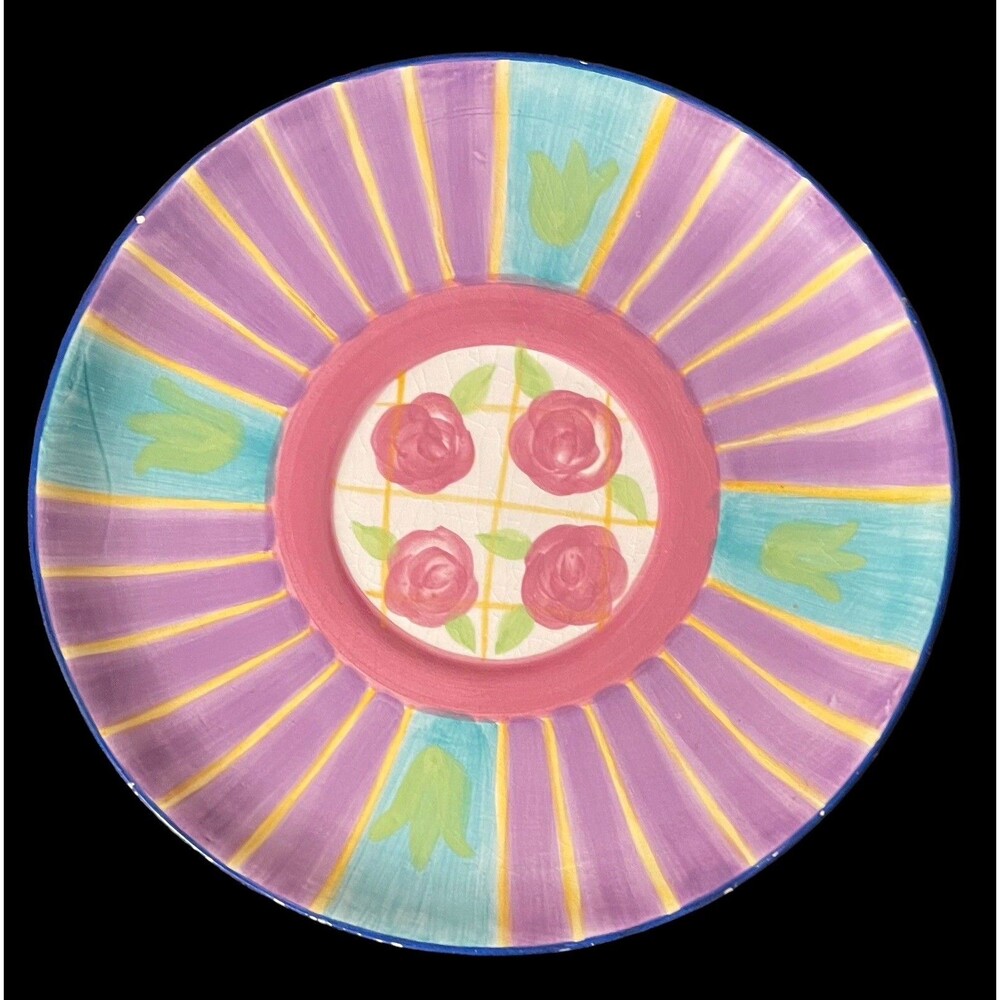 Wang’s International Decorative Plate Ceramic 7.5” Diameter Purple Blue Pink